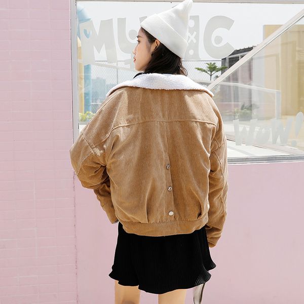 p shoot 2019 winter new style korean-style loose-fit short lambs wool cotton-padded clothes women's corduroy coat thick, Blue;black
p shoot 2019 winter new style korean-style loose-fit short lambs wool cotton-padded clothes women's corduroy coat thick, Blue;black
