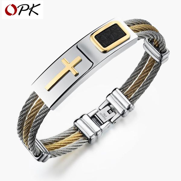 titanium steel men's bracelet three-row steel wire braid room gold cross personality bracelet boyfriend gift accessories, Black
titanium steel men's bracelet three-row steel wire braid room gold cross personality bracelet boyfriend gift accessories, Black