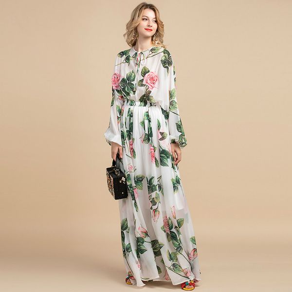 summer fashion runway boho maxi dresses women's long sleeve rose flowers print holiday elegant party long dress, White
summer fashion runway boho maxi dresses women's long sleeve rose flowers print holiday elegant party long dress, White