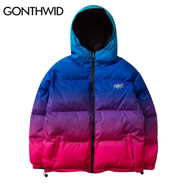 gonthwid gradient rainbow hooded zip up double faced puffer parka jackets streetwear hip hop winter cotton padded parkas coats, Black
gonthwid gradient rainbow hooded zip up double faced puffer parka jackets streetwear hip hop winter cotton padded parkas coats, Black