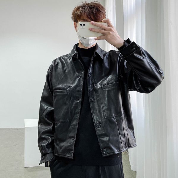 ewq / men's wear vintage trendy pu leather jackets for male 2020 spring new loose coat single breasted long sleeve coat 9y1420, Black
ewq / men's wear vintage trendy pu leather jackets for male 2020 spring new loose coat single breasted long sleeve coat 9y1420, Black