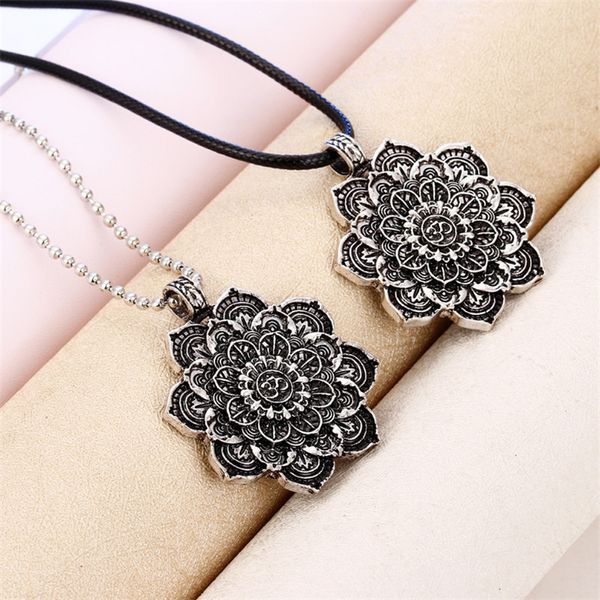 alloy mandala lotus flower pendant necklaces for women charm leather chain amulet religious loto fiore jewelry, Silver
alloy mandala lotus flower pendant necklaces for women charm leather chain amulet religious loto fiore jewelry, Silver