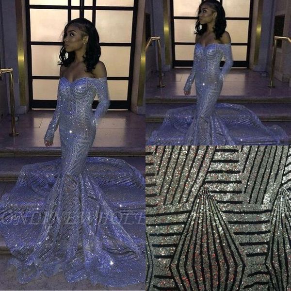 2020 silver african mermaid prom dresses court train sequin long evening gowns graduation party dress bc3306, Black
2020 silver african mermaid prom dresses court train sequin long evening gowns graduation party dress bc3306, Black