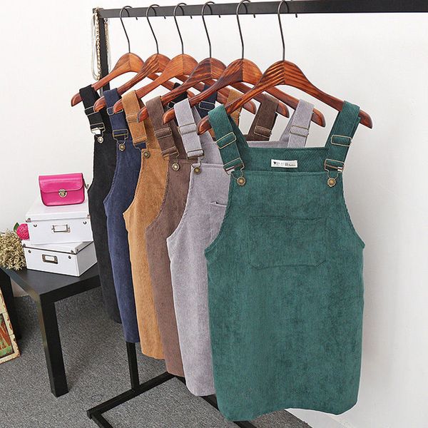 2020 women retro corduroy dress autumn spring suspender sundress sarafan loose vest overall dress female natural casual dresses, Black;gray
2020 women retro corduroy dress autumn spring suspender sundress sarafan loose vest overall dress female natural casual dresses, Black;gray