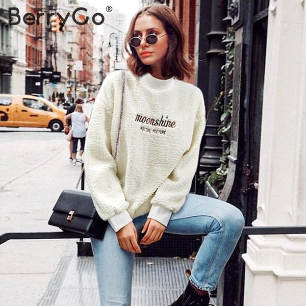 berrygo casual faux fur sweatshirt hoodies women letter print ladies shirts 2019 autumn winter long sleevefemale pullovers, Black
berrygo casual faux fur sweatshirt hoodies women letter print ladies shirts 2019 autumn winter long sleevefemale pullovers, Black