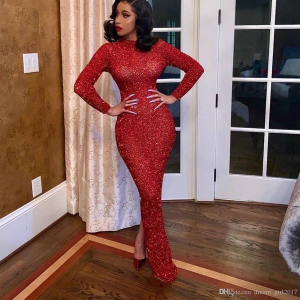 elegant middle east red mermaid evening dresses jewel neck long sleeve sequined floor length dress evening wear robe de soiree abendkleider, Black;red
elegant middle east red mermaid evening dresses jewel neck long sleeve sequined floor length dress evening wear robe de soiree abendkleider, Black;red