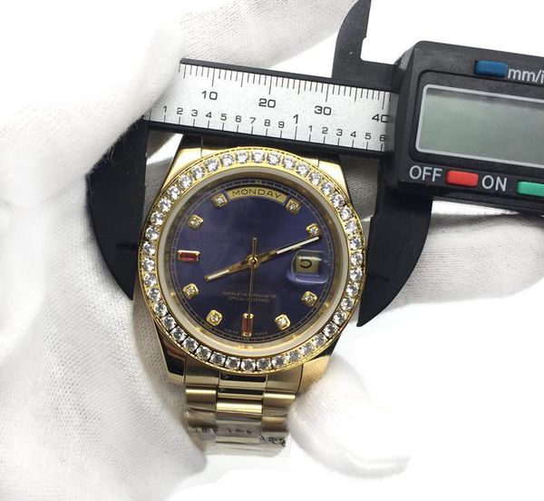 male watch blue dial 18k gold president sapphire cystal diamond number men watches automatic mechanical movement male wrist watch, Slivery;brown
male watch blue dial 18k gold president sapphire cystal diamond number men watches automatic mechanical movement male wrist watch, Slivery;brown