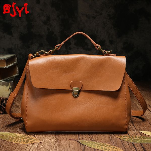 

vintage leather women's handbags female lock messenger bag commuter wild women briefcase cow leather shoulder bags