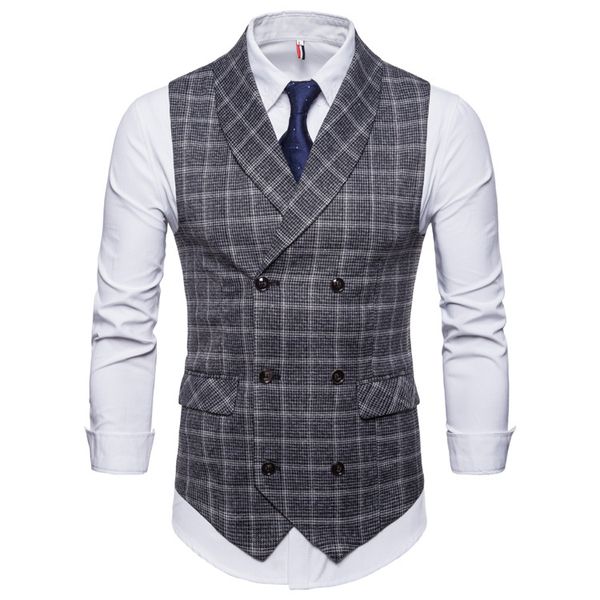 2018 autumn and winter new style plaid shawl lapel double breasted men' casual vest amazon ouma suit vest male, White;black
2018 autumn and winter new style plaid shawl lapel double breasted men' casual vest amazon ouma suit vest male, White;black