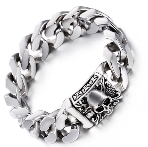 men's stainless steel cuban curb link chain skull clasp bracelet 20mm 9'' heavy 161g, Black
men's stainless steel cuban curb link chain skull clasp bracelet 20mm 9'' heavy 161g, Black