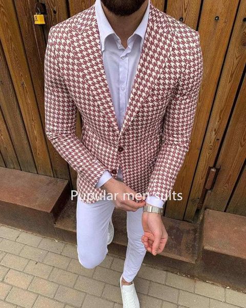 houndstooth fabric men suits for wedding groom tuxedos houndstooth jacket white pants vest latest style slim fit 2 pieces, White;black
houndstooth fabric men suits for wedding groom tuxedos houndstooth jacket white pants vest latest style slim fit 2 pieces, White;black
