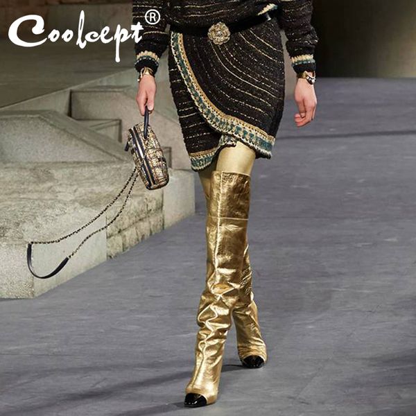 coolcept plus size 33-48 women thigh high boots winter string beads high heel shoes women pointed toe catwalk show long boots, Black
coolcept plus size 33-48 women thigh high boots winter string beads high heel shoes women pointed toe catwalk show long boots, Black