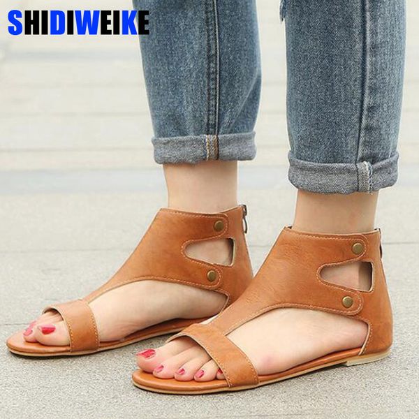 women sandals soft leather gladiator sandals women casual summer shoes female flat zip plus size 35-43 beach shoes, Black
women sandals soft leather gladiator sandals women casual summer shoes female flat zip plus size 35-43 beach shoes, Black