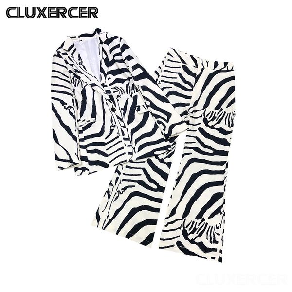2020 autumn vintage zebra print two piece set women office blazer jacket coat+wide leg pant suit female set, White;black
2020 autumn vintage zebra print two piece set women office blazer jacket coat+wide leg pant suit female set, White;black