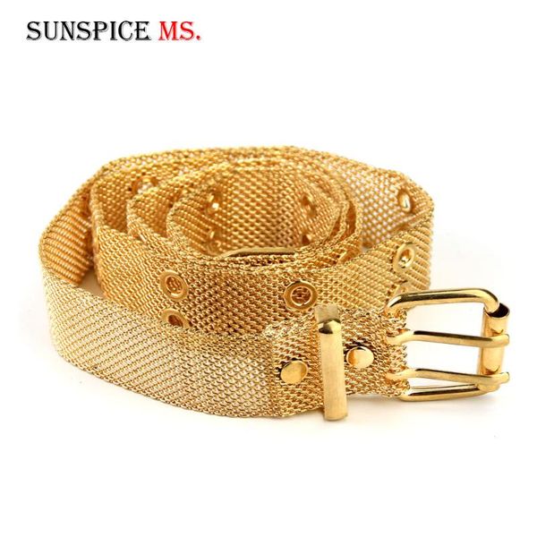 sunspicems fashion gold silver color metal mesh waist chain belt for women double hole pins punk rock style summer jeans belt, Black;brown
sunspicems fashion gold silver color metal mesh waist chain belt for women double hole pins punk rock style summer jeans belt, Black;brown