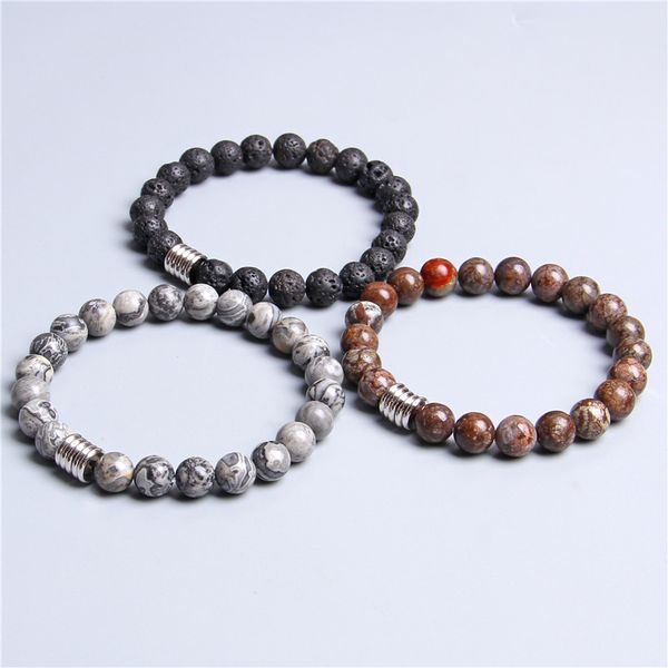natural stone round beads simple bracelets for men charm protection rondelle bracelet silver metal spacers chain jewelry gifts, Black
natural stone round beads simple bracelets for men charm protection rondelle bracelet silver metal spacers chain jewelry gifts, Black