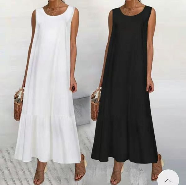 2020 solid color dress sleeveless large size women's loose long dress, Black;gray
2020 solid color dress sleeveless large size women's loose long dress, Black;gray