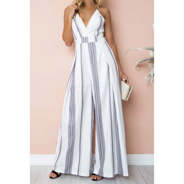 boho spaghetti strap striped jumpsuit fashion 2020 sleeveless backless wide leg jumpsuits, Black;white
boho spaghetti strap striped jumpsuit fashion 2020 sleeveless backless wide leg jumpsuits, Black;white