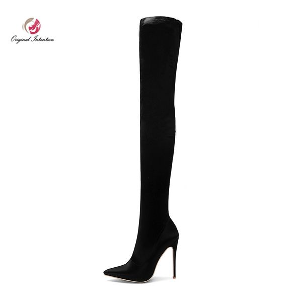 original intention elegant women over the knee high boots pointed toe thin high heels satin boots concise shoes woman size 4-13, Black
original intention elegant women over the knee high boots pointed toe thin high heels satin boots concise shoes woman size 4-13, Black