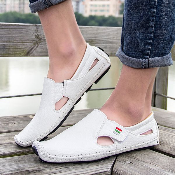 plus size 37-47 brand fashion men leather loafers sandals spring summer footwear casual man slip-on driving shoes, Black
plus size 37-47 brand fashion men leather loafers sandals spring summer footwear casual man slip-on driving shoes, Black