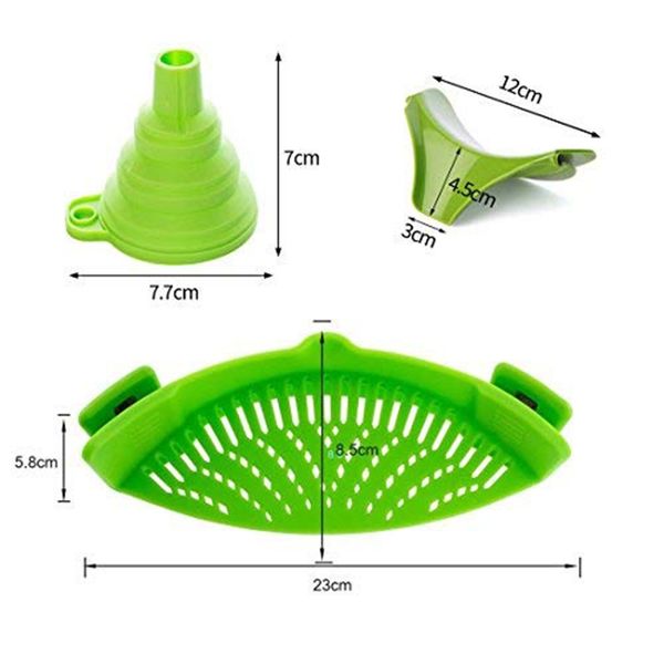 eleg-silicone strainer with foldable funnel with universal drainer, kitchenware for fruit vegetables noodle pasta peas lentils, other kitche
eleg-silicone strainer with foldable funnel with universal drainer, kitchenware for fruit vegetables noodle pasta peas lentils, other kitche