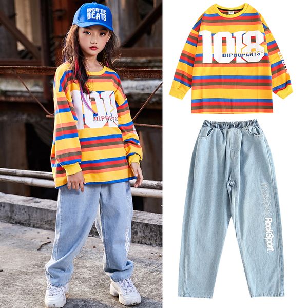 new hip hop dance costumes long sleeved striped sweater pants street clothes child dance jazz performance stage outfits dqs3496, Black;red
new hip hop dance costumes long sleeved striped sweater pants street clothes child dance jazz performance stage outfits dqs3496, Black;red