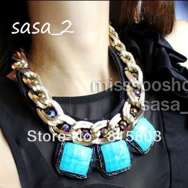 exaggerated big choker necklace 2016 square blue crystal pendants thick gold chain chunky necklace for women gift, Golden;silver
exaggerated big choker necklace 2016 square blue crystal pendants thick gold chain chunky necklace for women gift, Golden;silver