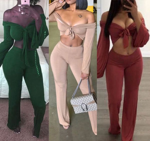 women v-neck clubwear pajamas set clothes autumn long sleeve crop pants trousers 2pcs, Black;red
women v-neck clubwear pajamas set clothes autumn long sleeve crop pants trousers 2pcs, Black;red