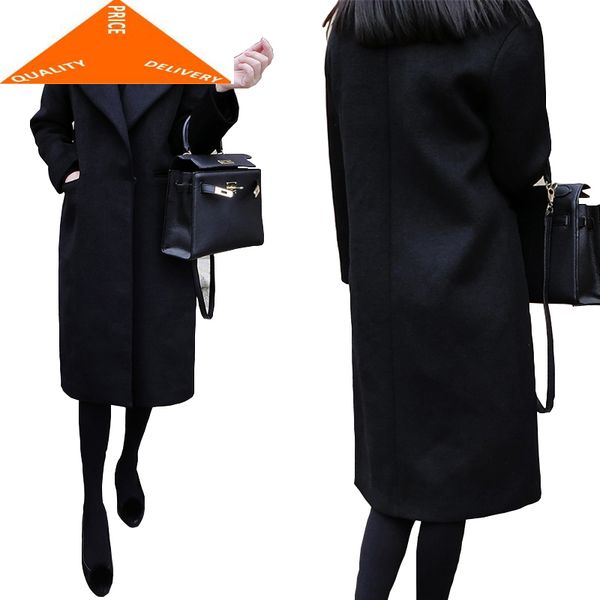women black woolen medium long slim suit collar women's jackets and coats winter coat female jacket yyj928
women black woolen medium long slim suit collar women's jackets and coats winter coat female jacket yyj928