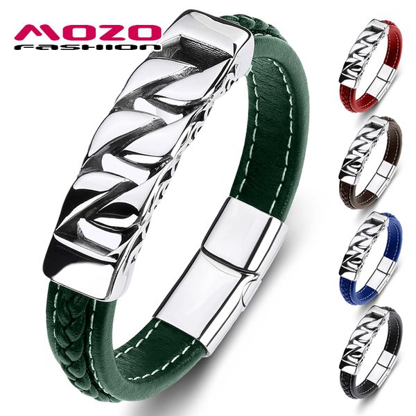 mozo fashion retro men bracelet genuine leather stainless steel punk charm bracelet women jewelry bracelets green, Golden;silver
mozo fashion retro men bracelet genuine leather stainless steel punk charm bracelet women jewelry bracelets green, Golden;silver