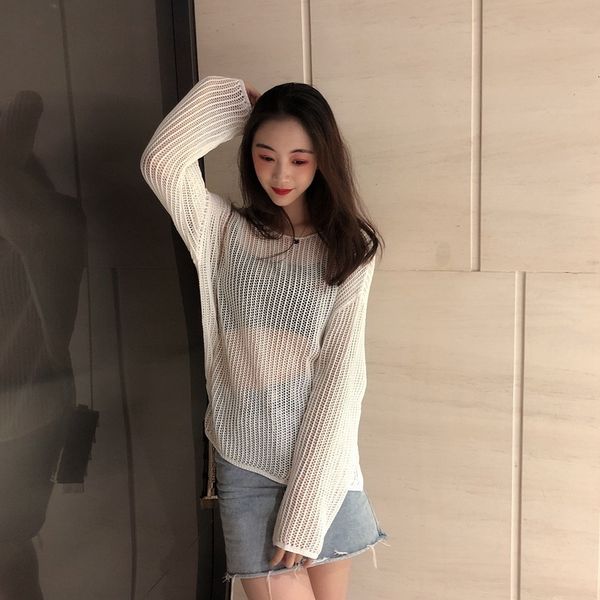 2019 early autumn hollow out perspective easy smock ice silk flax sunscreen knitting unlined upper garment, Black
2019 early autumn hollow out perspective easy smock ice silk flax sunscreen knitting unlined upper garment, Black