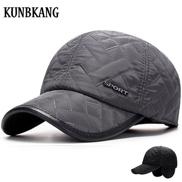 2018 men winter baseball cap with ears snapback caps earflaps casquette thicken warm baseball cap winter men ear flaps dad hats djfqh, Black;white