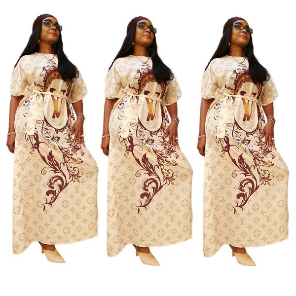 luxury design women dress short sleeve o-neck maxi dresses with belt letter printed one-piece skirt loose long dress autumn outfits, White
luxury design women dress short sleeve o-neck maxi dresses with belt letter printed one-piece skirt loose long dress autumn outfits, White