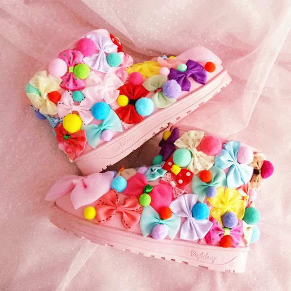 new hand-made chromatic bowknot+small ball ankle boot lovely pink thick fur shoe woman winter flat heel ladys shoes snow boot, Black
new hand-made chromatic bowknot+small ball ankle boot lovely pink thick fur shoe woman winter flat heel ladys shoes snow boot, Black