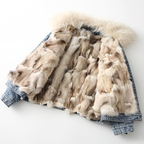 2020 new fur coat real luxury denim plus natural large collar raccoon laundry girl put on thick coat in winter, Black
2020 new fur coat real luxury denim plus natural large collar raccoon laundry girl put on thick coat in winter, Black