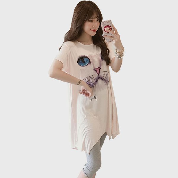 soft and comfortable summer maternity dress boat neck knee-length cat pattern asymmetrical long t-shirt pregnancy clothes, White
soft and comfortable summer maternity dress boat neck knee-length cat pattern asymmetrical long t-shirt pregnancy clothes, White