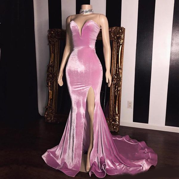 elegant pink velvet sweetheart prom dresses mermaid long evening gowns with slit formal dresses robes de soirée prom gowns, Black
elegant pink velvet sweetheart prom dresses mermaid long evening gowns with slit formal dresses robes de soirée prom gowns, Black