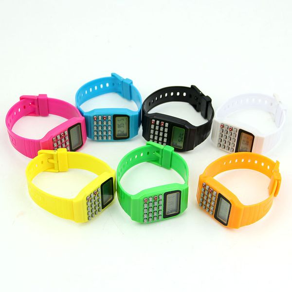 children electronic calculator silicone date multi-purpose keypad wrist watch