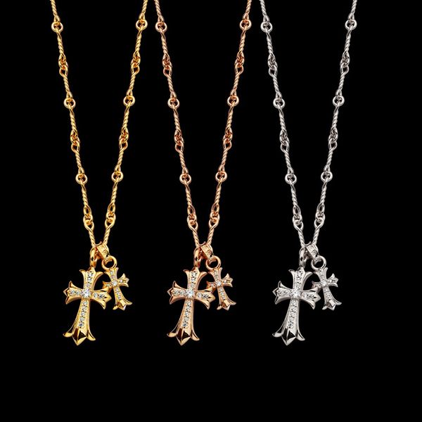 2020 designer croce's double cross necklace asian gold men's and women's cross with diamond necklace, Silver
2020 designer croce's double cross necklace asian gold men's and women's cross with diamond necklace, Silver