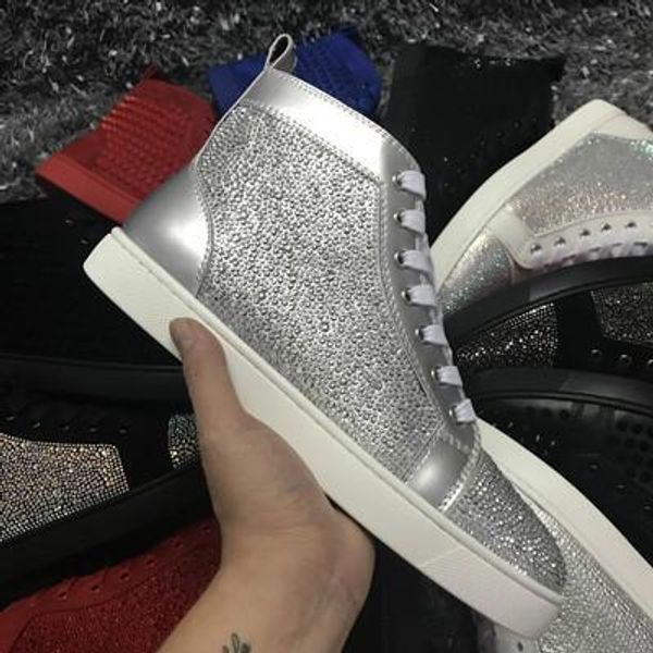 wholesale famous designer brand for men gold silver rhinestone red bottom sneakers lovers genuine leather high casual flats shoes m604, Black
wholesale famous designer brand for men gold silver rhinestone red bottom sneakers lovers genuine leather high casual flats shoes m604, Black