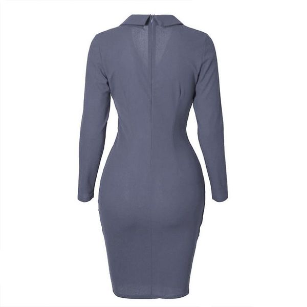 women knee length solid festive business lapel cocktail party soft office sheath dress ladies bodycon long sleeve elegant, Black;gray
women knee length solid festive business lapel cocktail party soft office sheath dress ladies bodycon long sleeve elegant, Black;gray