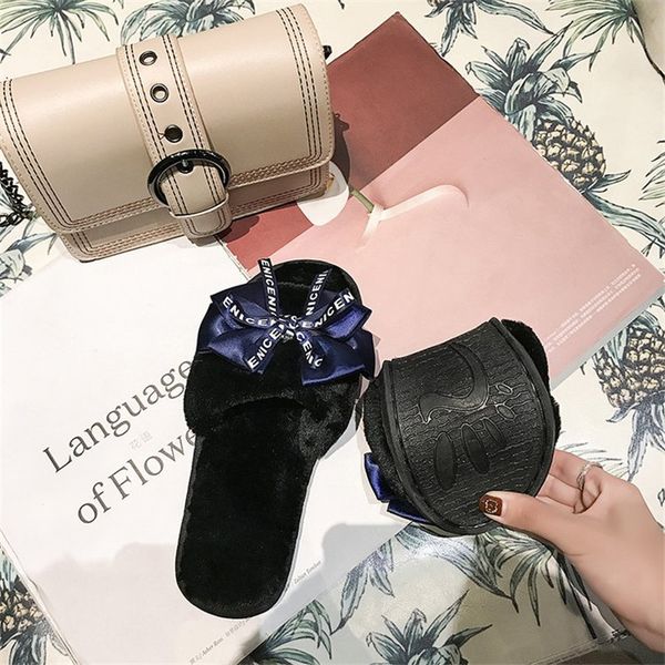 women plush home slippers with faux fur warm shoes woman slip on flats cute bowtie female slides plus size 41 ing, Blue;gray
women plush home slippers with faux fur warm shoes woman slip on flats cute bowtie female slides plus size 41 ing, Blue;gray