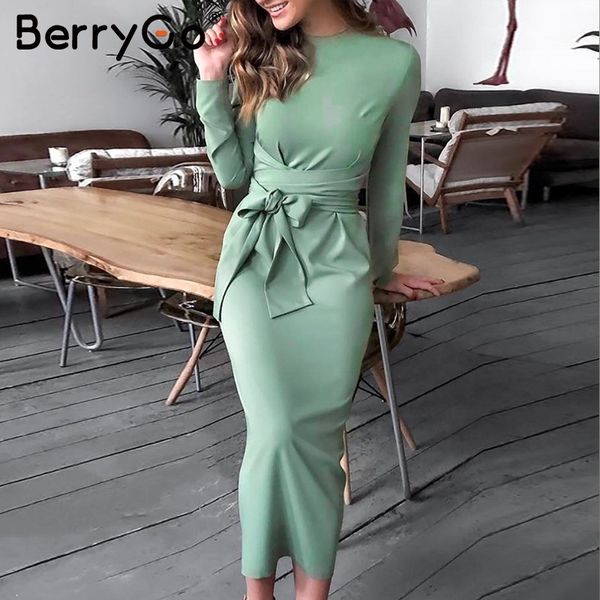berrygo elegant lace up bow tie midi women dress high waist office ladies vestidos autumn winter bodycon female party dresses, Black;gray
berrygo elegant lace up bow tie midi women dress high waist office ladies vestidos autumn winter bodycon female party dresses, Black;gray
