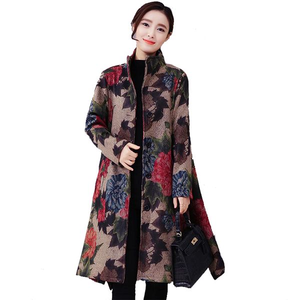 2019 autumn winter female folk wind printed flowers cloak wool coat big yards long vintage coats clothes plus size loose coat, Black
2019 autumn winter female folk wind printed flowers cloak wool coat big yards long vintage coats clothes plus size loose coat, Black