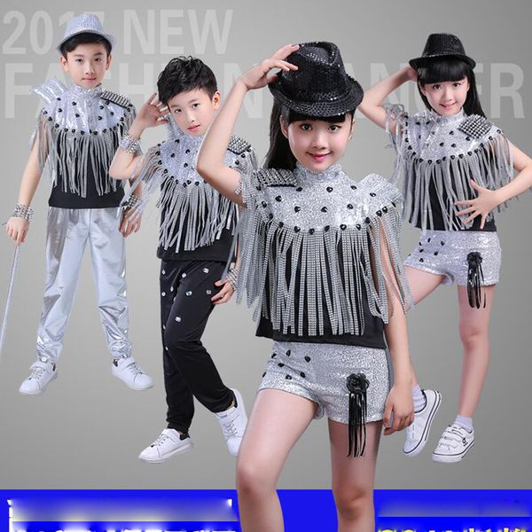 kids modern jazz tassels dancing costumes sequined girls short sleeve clothing ballroom hip hop stage dancewear outfits, Black;red 
kids modern jazz tassels dancing costumes sequined girls short sleeve clothing ballroom hip hop stage dancewear outfits, Black;red