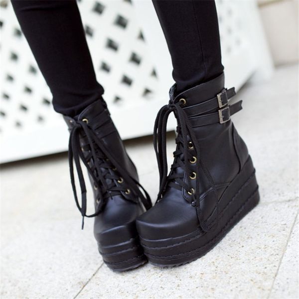 nayiduyun womens black lace up high heels ankle boots high wedge platform party punk pumps shoes round toe buckle shoes
nayiduyun womens black lace up high heels ankle boots high wedge platform party punk pumps shoes round toe buckle shoes