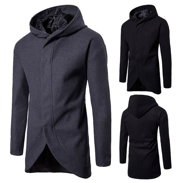 men's windbreaker, plain wheat tweed, medium and long cap design, fashionable and self-cultivating man's tweed overcoat, Black
men's windbreaker, plain wheat tweed, medium and long cap design, fashionable and self-cultivating man's tweed overcoat, Black