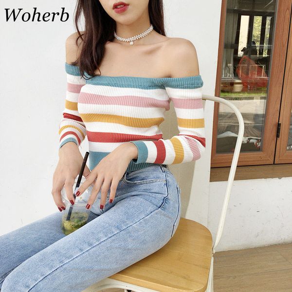 woherb 2019 осень сексуальная с плеча топы женщины вязать свитер случайные свободные полосатый пуловер свитера тянуть femme 20082, White;black
woherb 2019 осень сексуальная с плеча топы женщины вязать свитер случайные свободные полосатый пуловер свитера тянуть femme 20082, White;black
