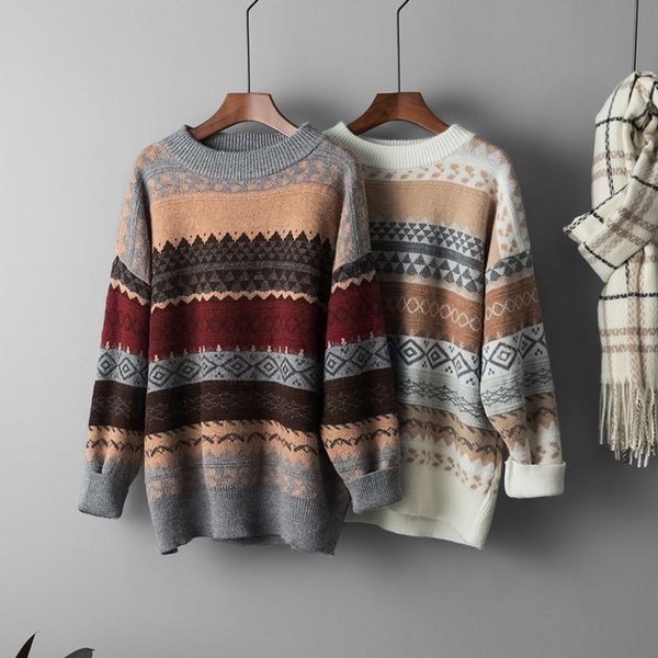 new vintage winter sweaters women long sleeve retro knitting warm sweaters autumn loose thick pullovers outwear, White;black
new vintage winter sweaters women long sleeve retro knitting warm sweaters autumn loose thick pullovers outwear, White;black