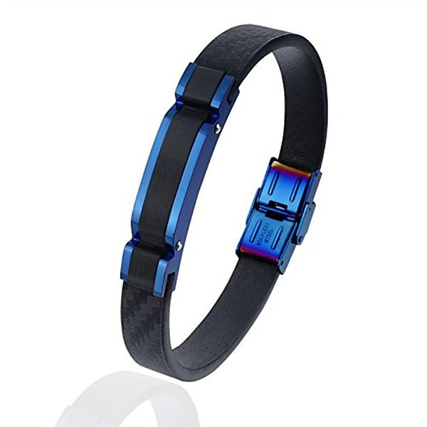 hawson leather bracelet ip blue polished matched brushed black stainless steel chain gift for male and female, White
hawson leather bracelet ip blue polished matched brushed black stainless steel chain gift for male and female, White
